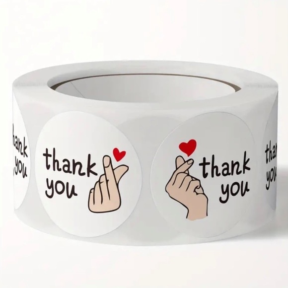 (39) Roll of 500 Heart “Thank You” Stickers, Business or Personal - Picture 5 of 6